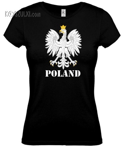 koszulka damska Kd109 ORZEŁ Poland- CZARNA