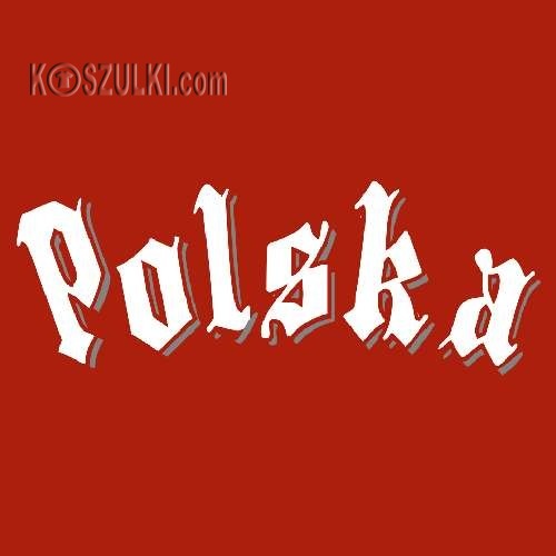t-shirt Polska napis Gotyk -Czerwony